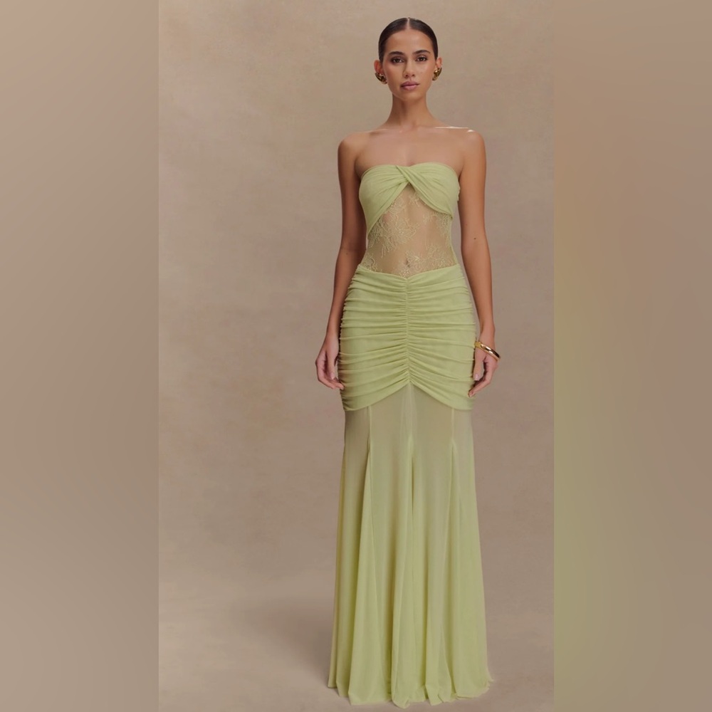 Meshki Strapless Lime Green Dress